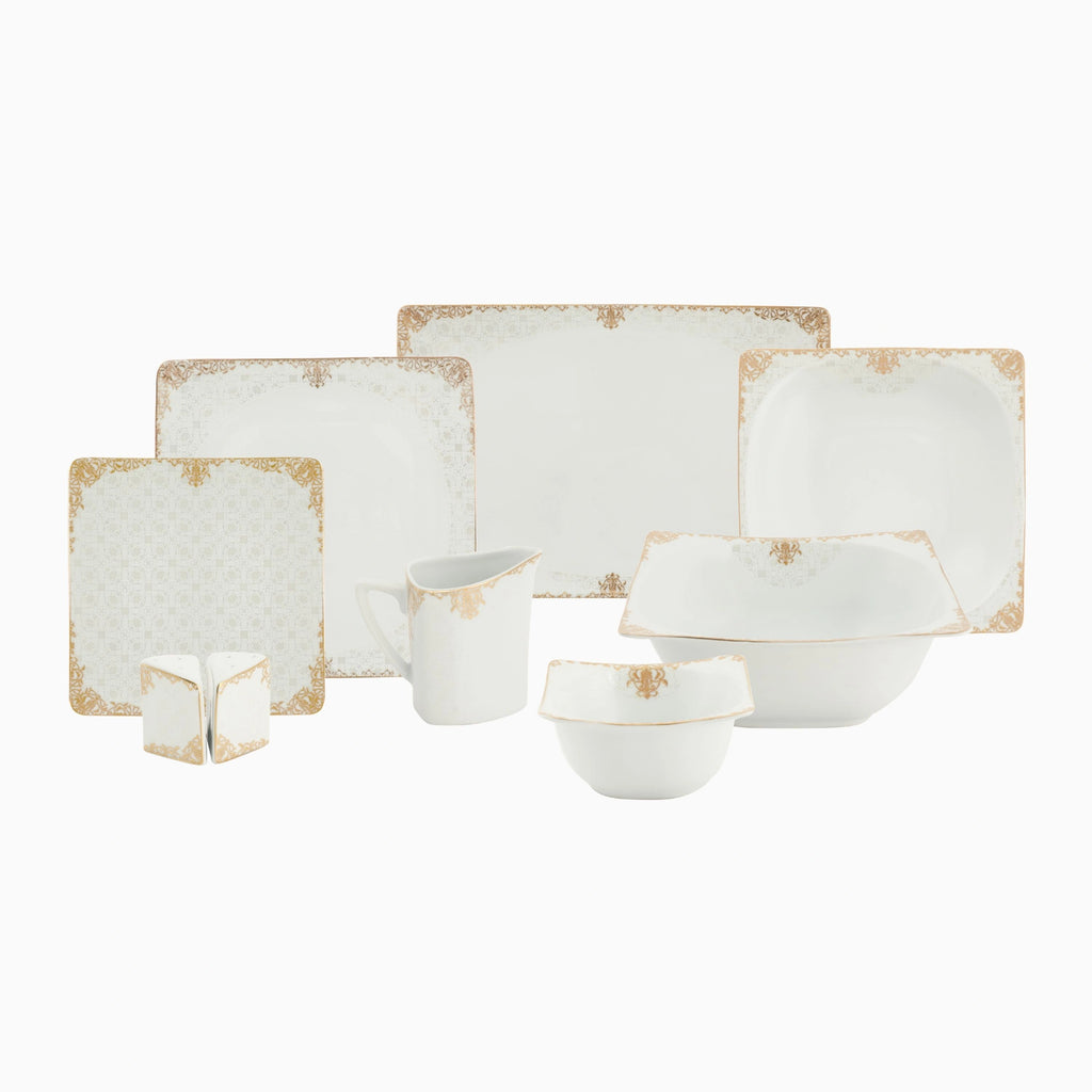 101-PIECE WHITE & GOLD DINNERWARE SET FOR 12-PERSON