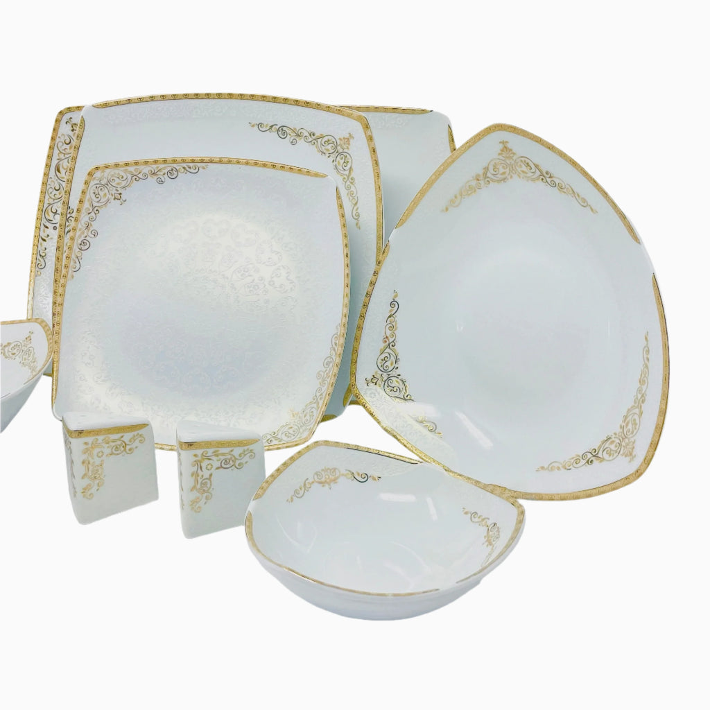 105-PIECE WHITE & GOLD DINNERWARE SET FOR 12-PERSON