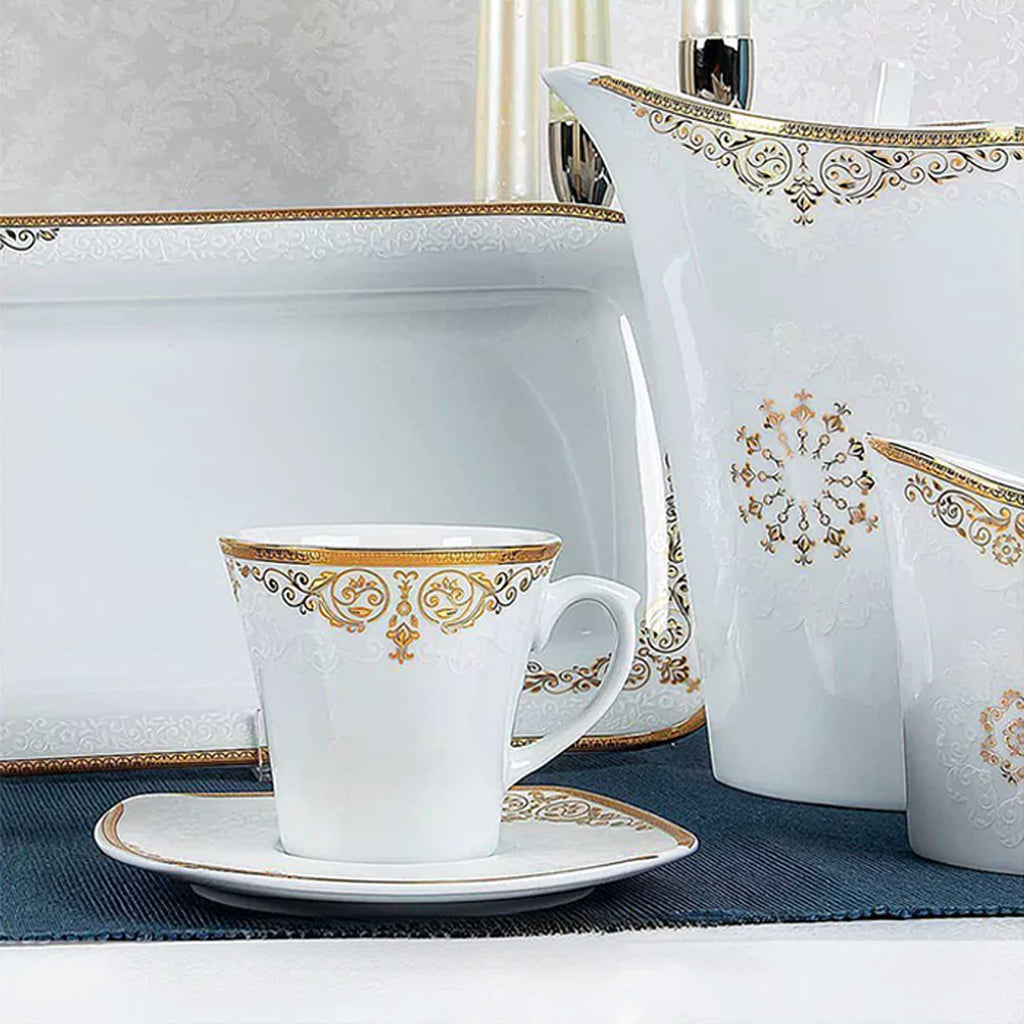 105-PIECE WHITE & GOLD DINNERWARE SET FOR 12-PERSON