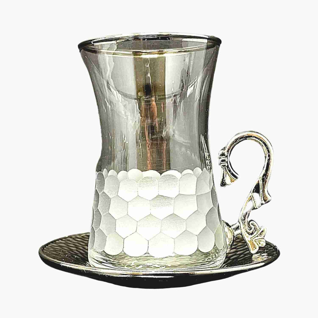 12-PIECE TEA SET FOR 6-PERSON WITH HANDLE IN SILVER TONE
