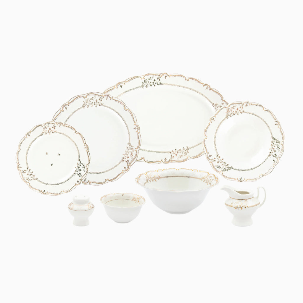 30-PIECE WHITE & GOLD PAOLA DINNERWARE SET FOR 6-PERSON