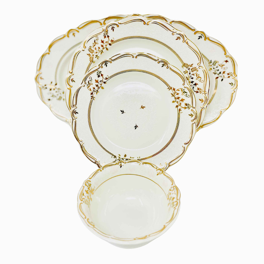 30-PIECE WHITE & GOLD PAOLA DINNERWARE SET FOR 6-PERSON