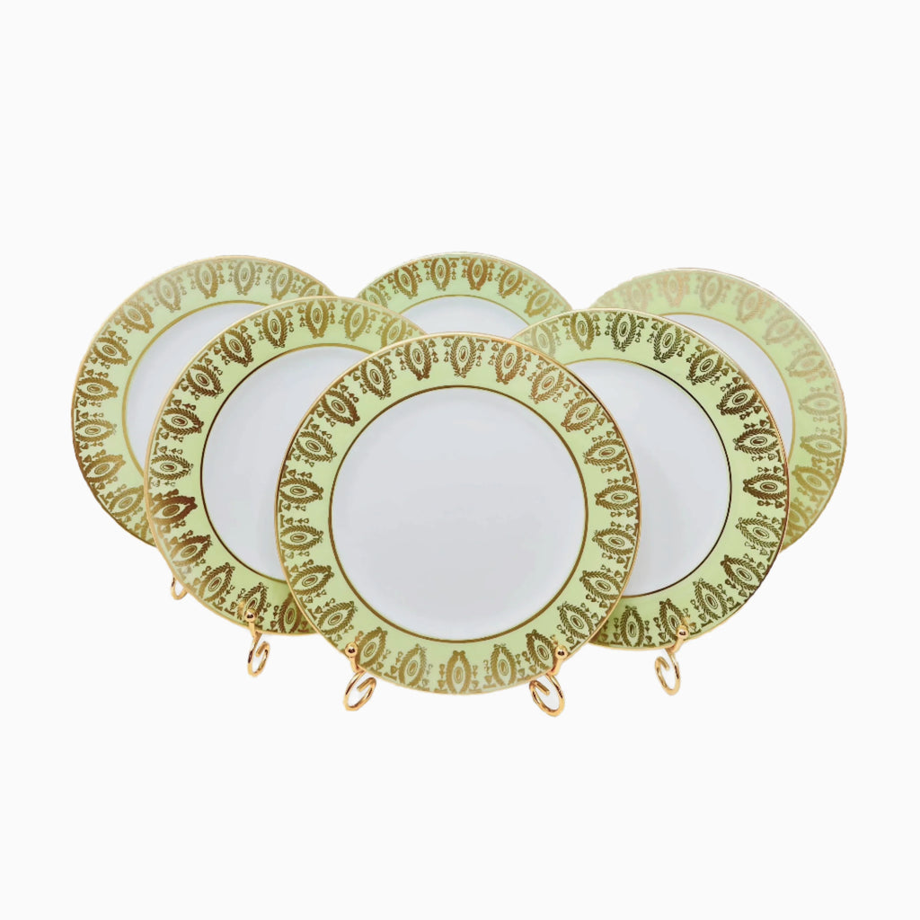 6-PIECE ITALIAN CORONA GREEN DESSERT PLATE SET