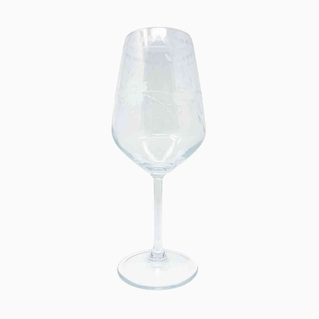 6-PIECE WHITE FLORAL DECORATED STEMWARE