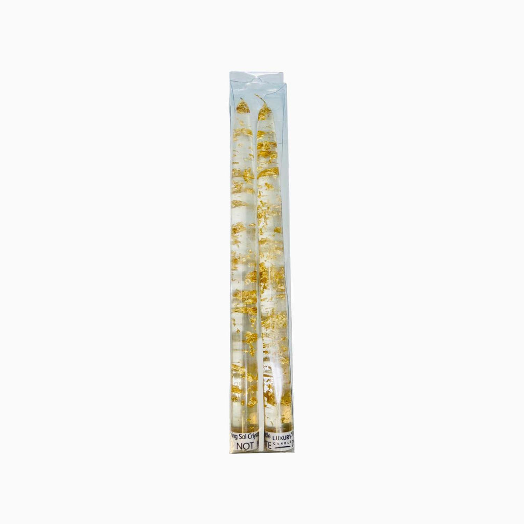Two gold incense sticks in a clear packaging on a white background