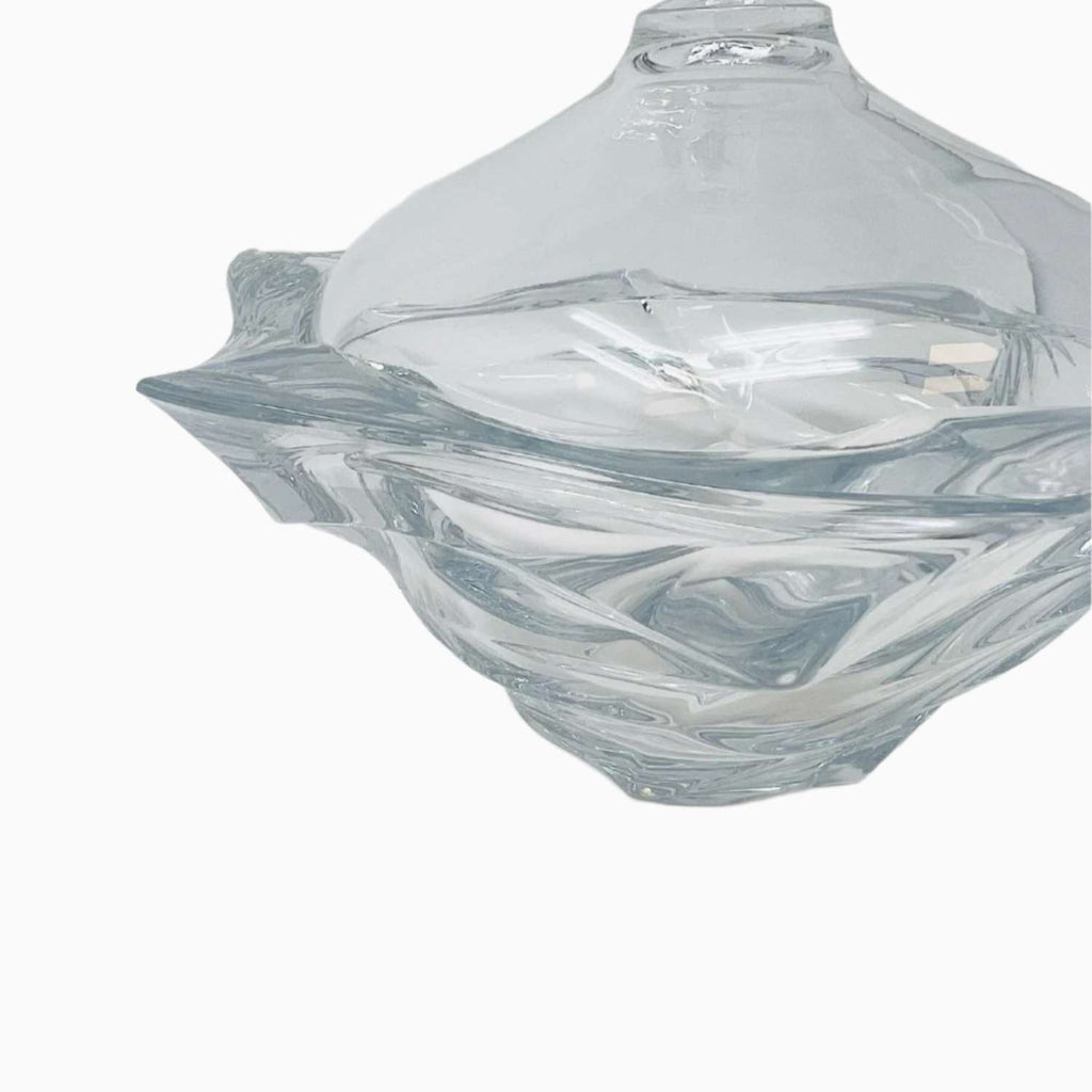 Clear glass with wavy design on a white background