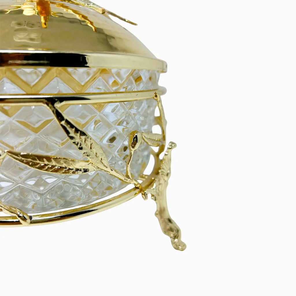 GLASS SNACK BOWL ON SILVER TONE STAND