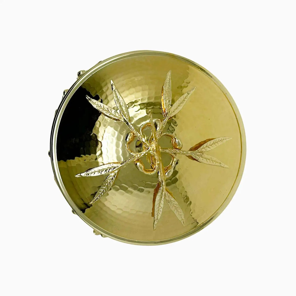 GLASS SNACK BOWL ON SILVER TONE STAND