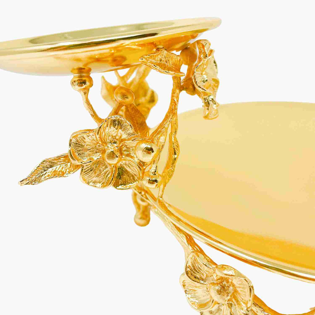 GOLDEN TONE TWO TIER SWEET PLATE