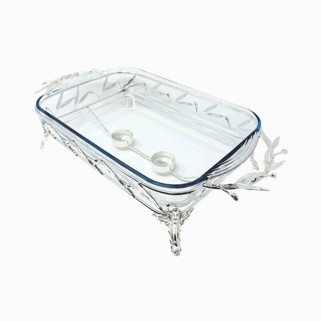 LARGE RECTANGULAR PYREX DISH STAND WITH WARMER