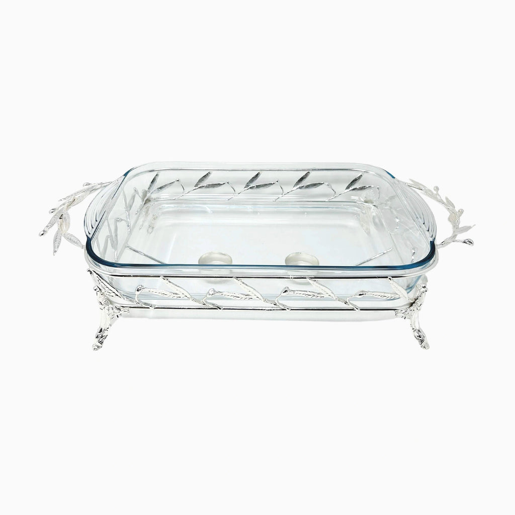 LARGE RECTANGULAR PYREX DISH STAND WITH WARMER