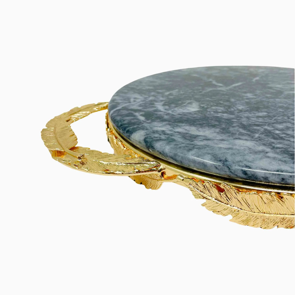 MARBLE TRAY ON GOLDEN TONE STAND