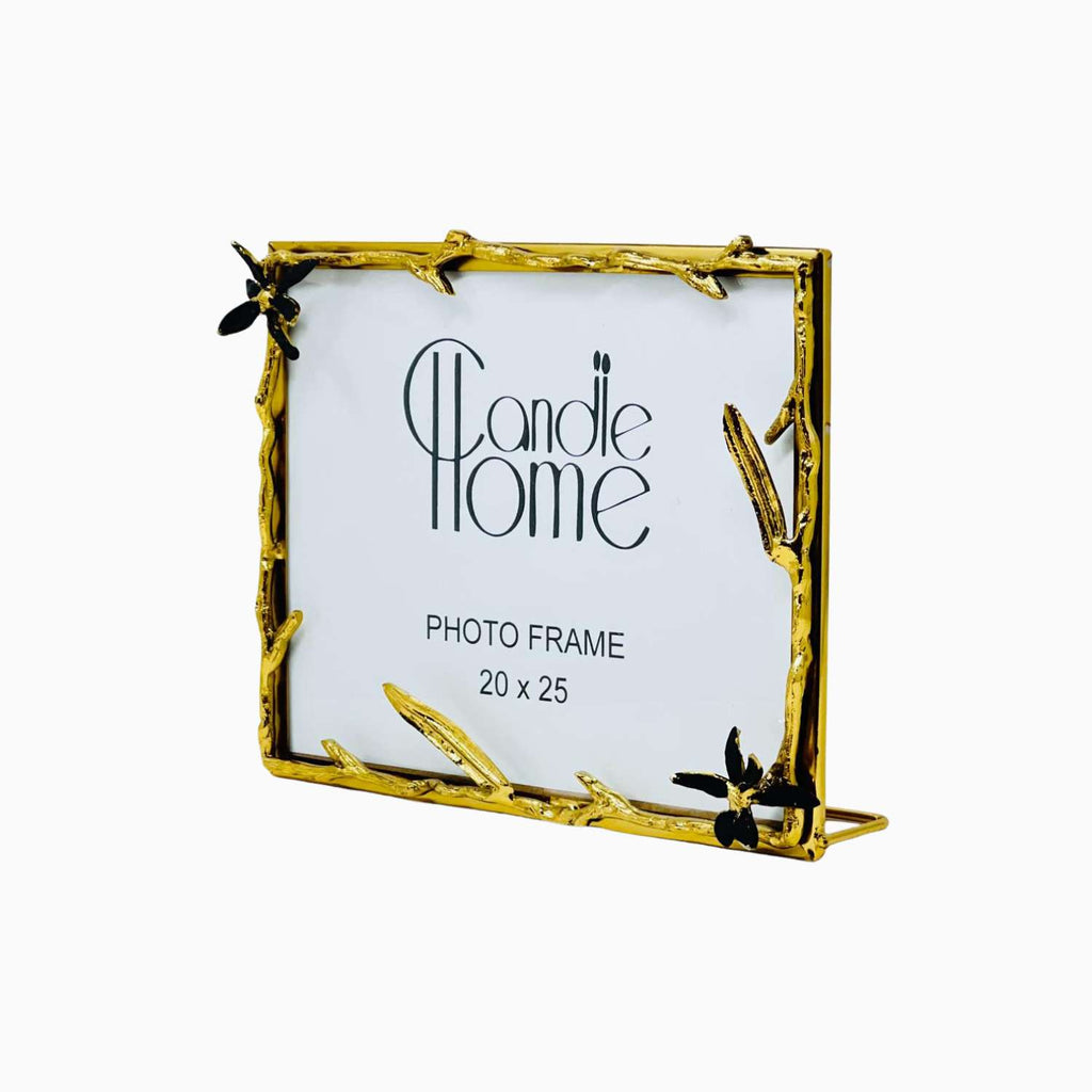 Gold photo frame on a white background