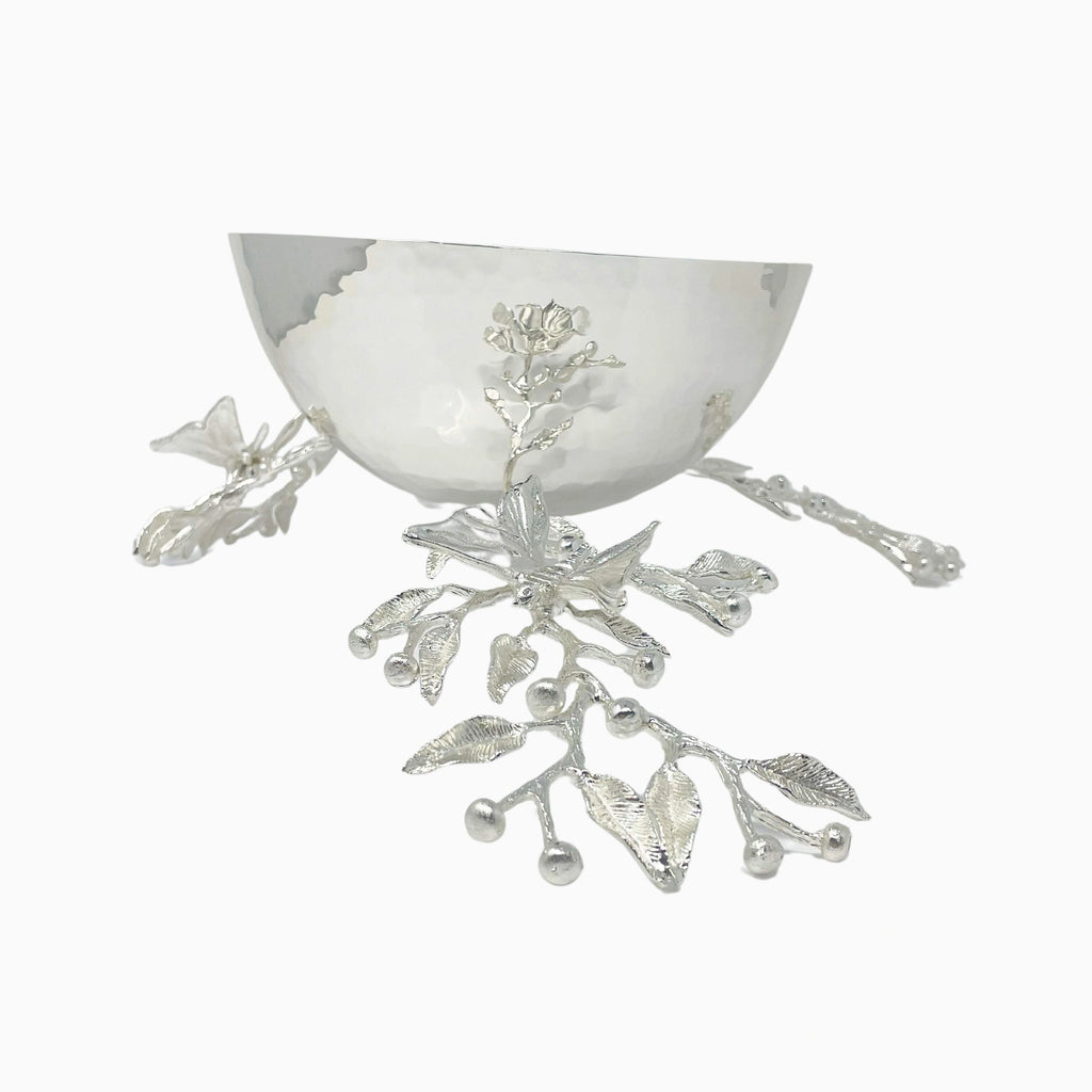 ROUND SILVER TONE SERVING BOWL