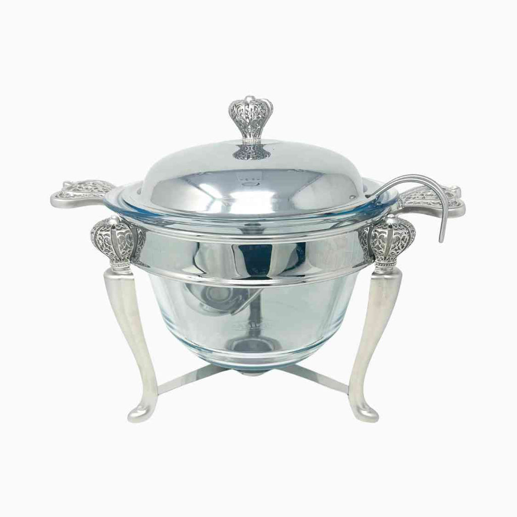 ROUND SOUP BOWL WITH WARMER AND SERVING SPOON