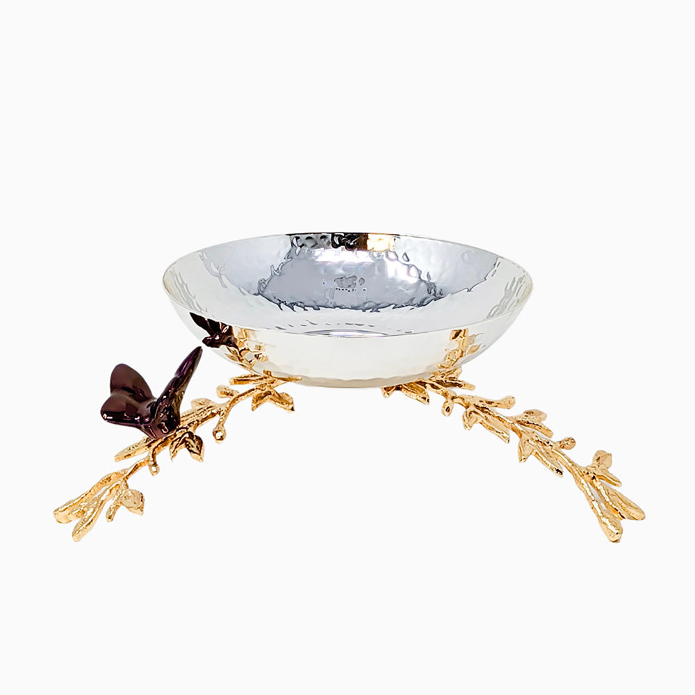 SILVER BOWL WITH BUTTERFLY. NOBLE HOME GIFTS