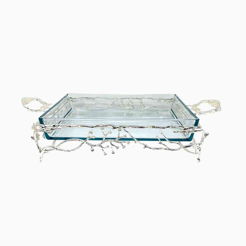 SILVER RECTANGULAR PYREX SERVING DISH