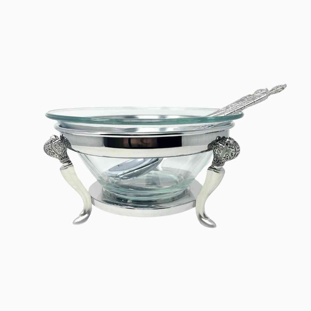 SILVER TONE RECTANGULAR SERVING DISH WITH WARMER