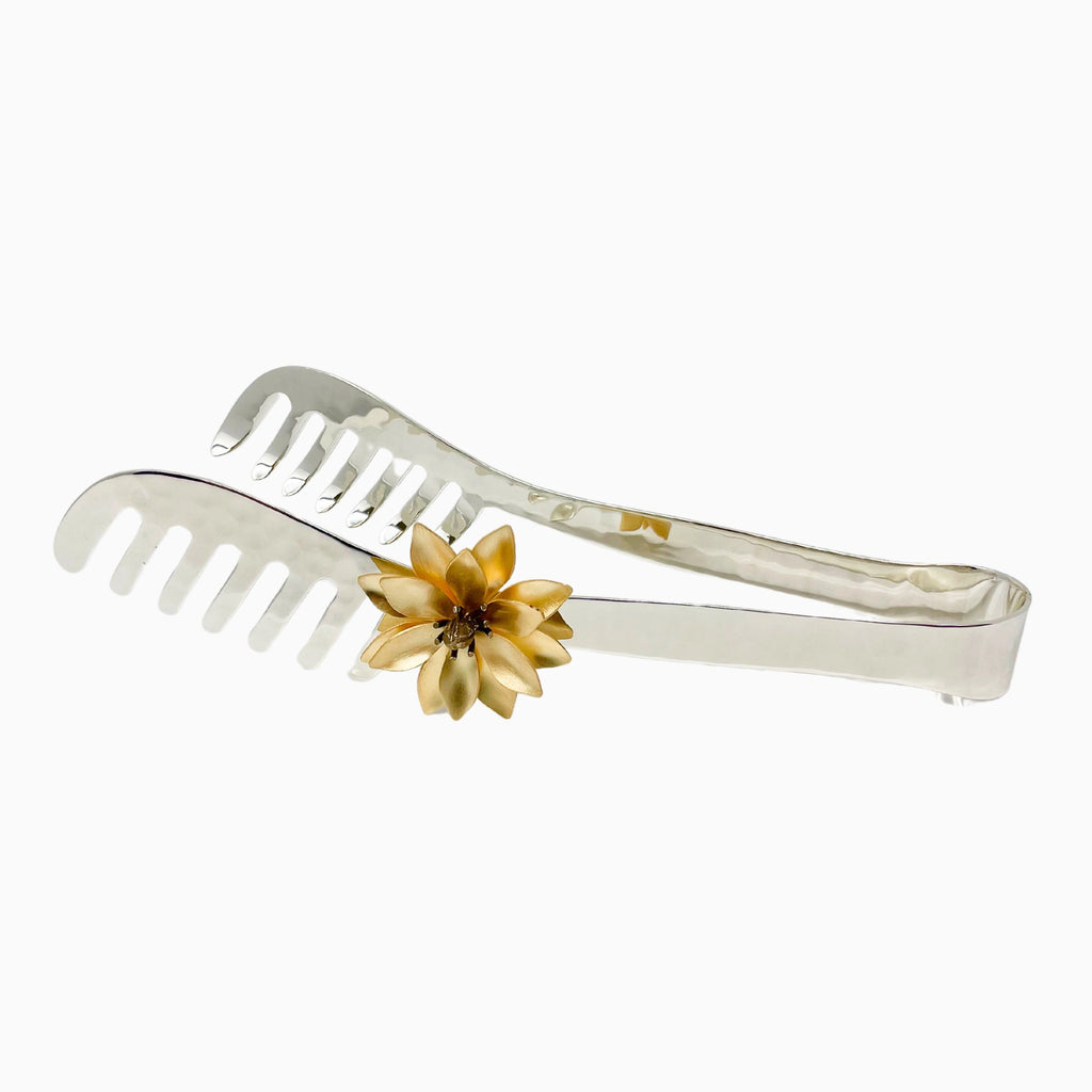 SILVER TONE SALAD TONGS