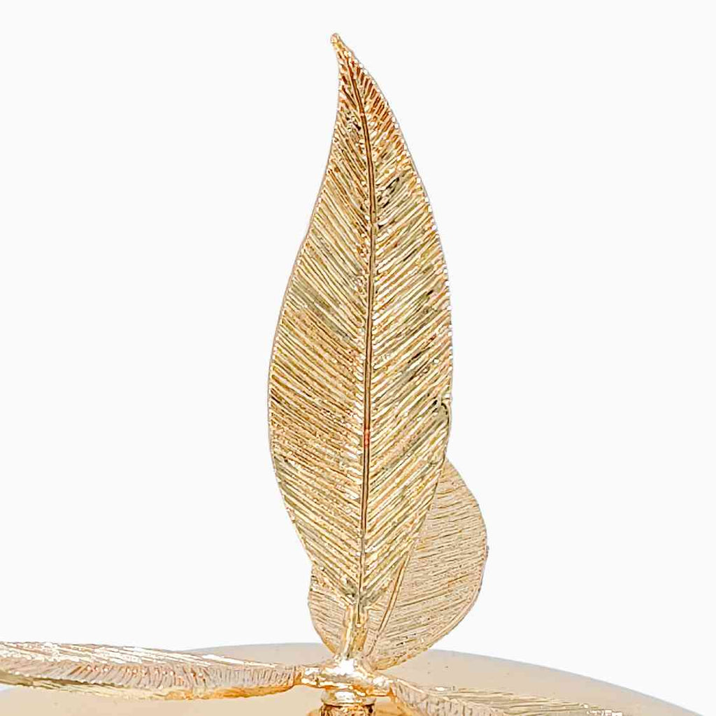 SMALL GOLD SERVING PLATE WITH LEAF