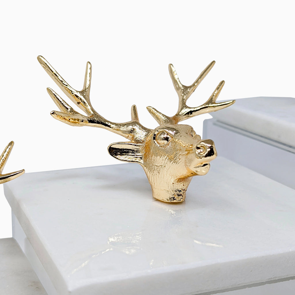 TRIPLE CLEAR JAR WITH GOLD DEER HEAD