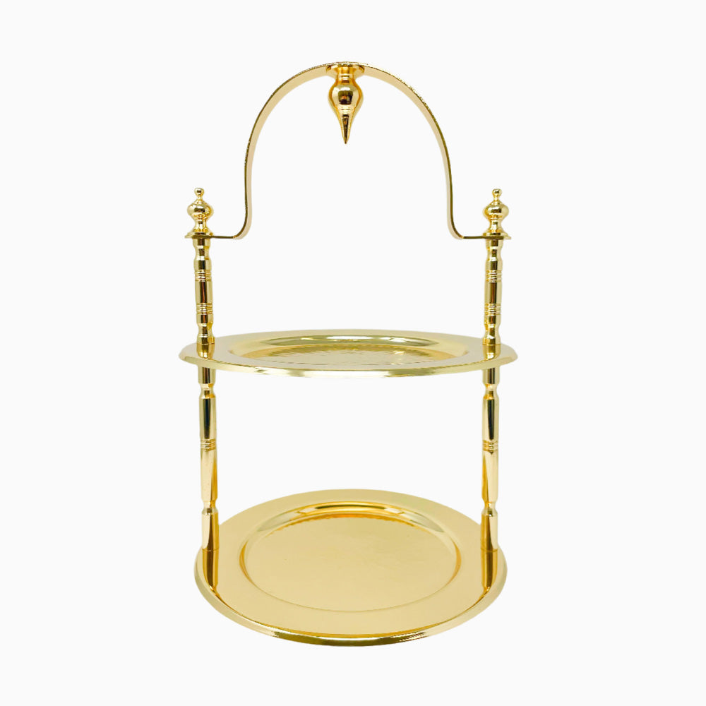 TWO TIERED GOLD TONED SERVING PLATE