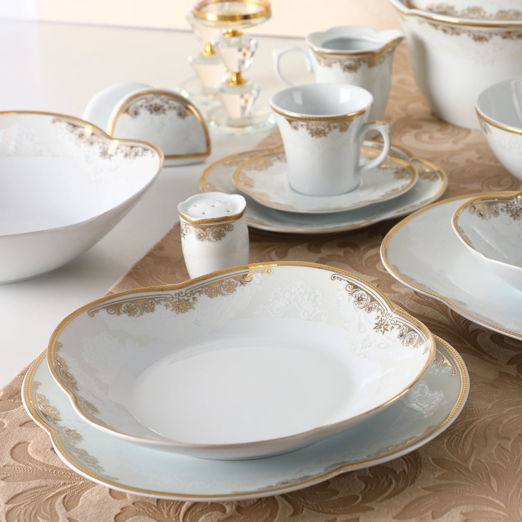 WHITE & GOLD DINNERWARE SET