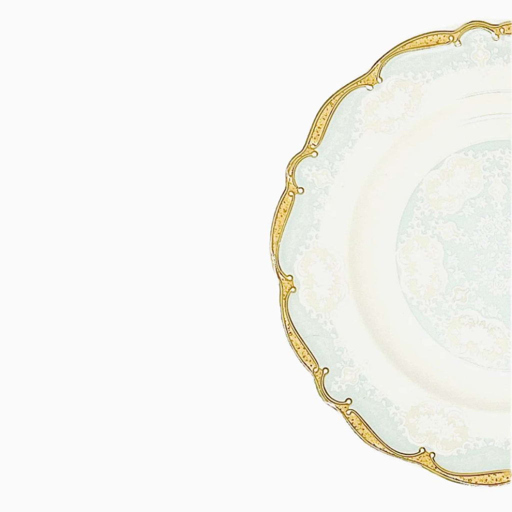 WHITE & GOLD MARTA BLUE DINNERWARE SET FOR 6-PERSON