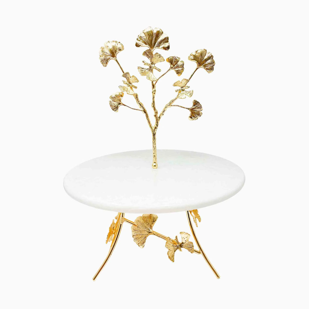 WHITE MARBLE BOARD ON GOLDEN TONE STAND