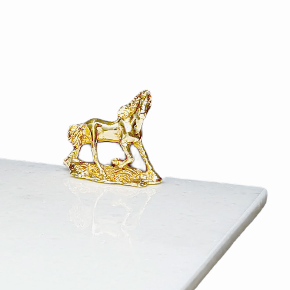 WHITE MARBLE TABLE WITH GOLDEN HORSE - Noble Home Gifts 