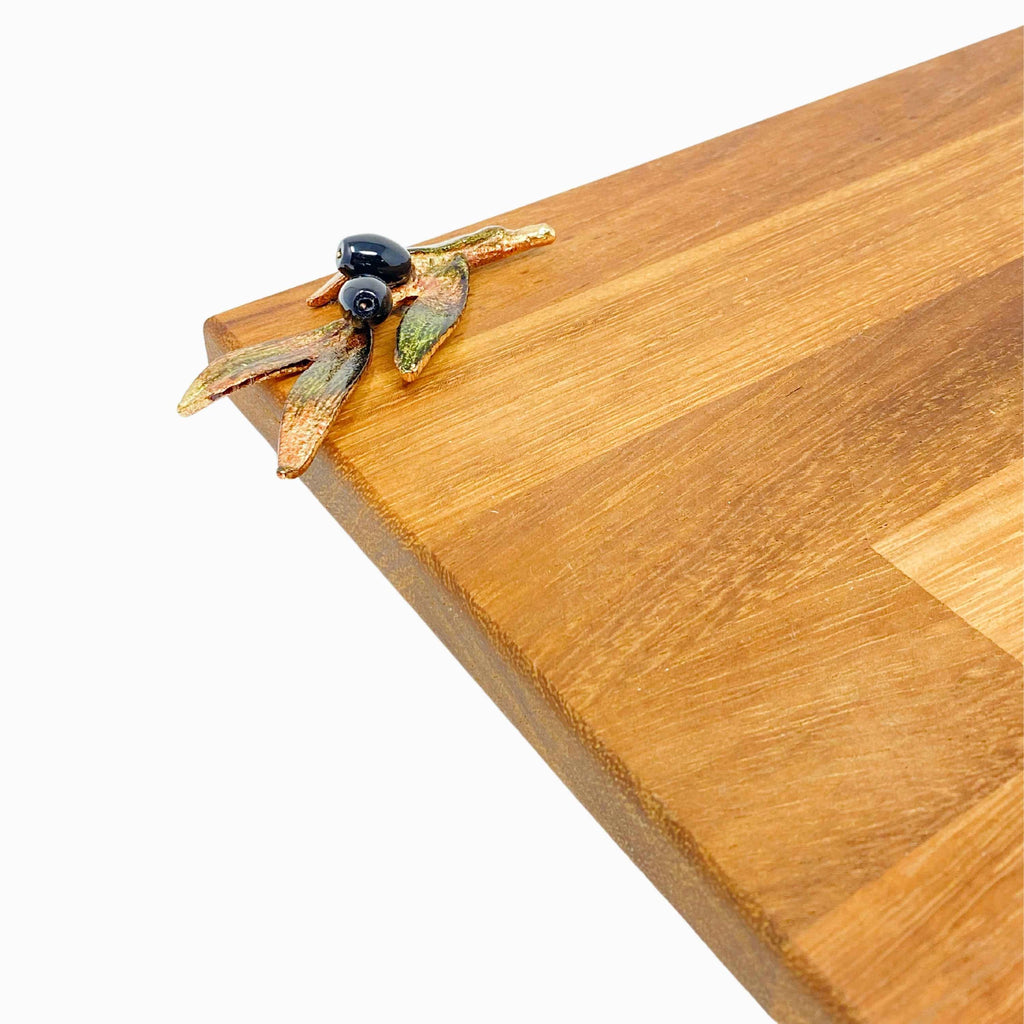 WOODEN SERVING TRAY WITH BLACK OLIVE ENAMEL