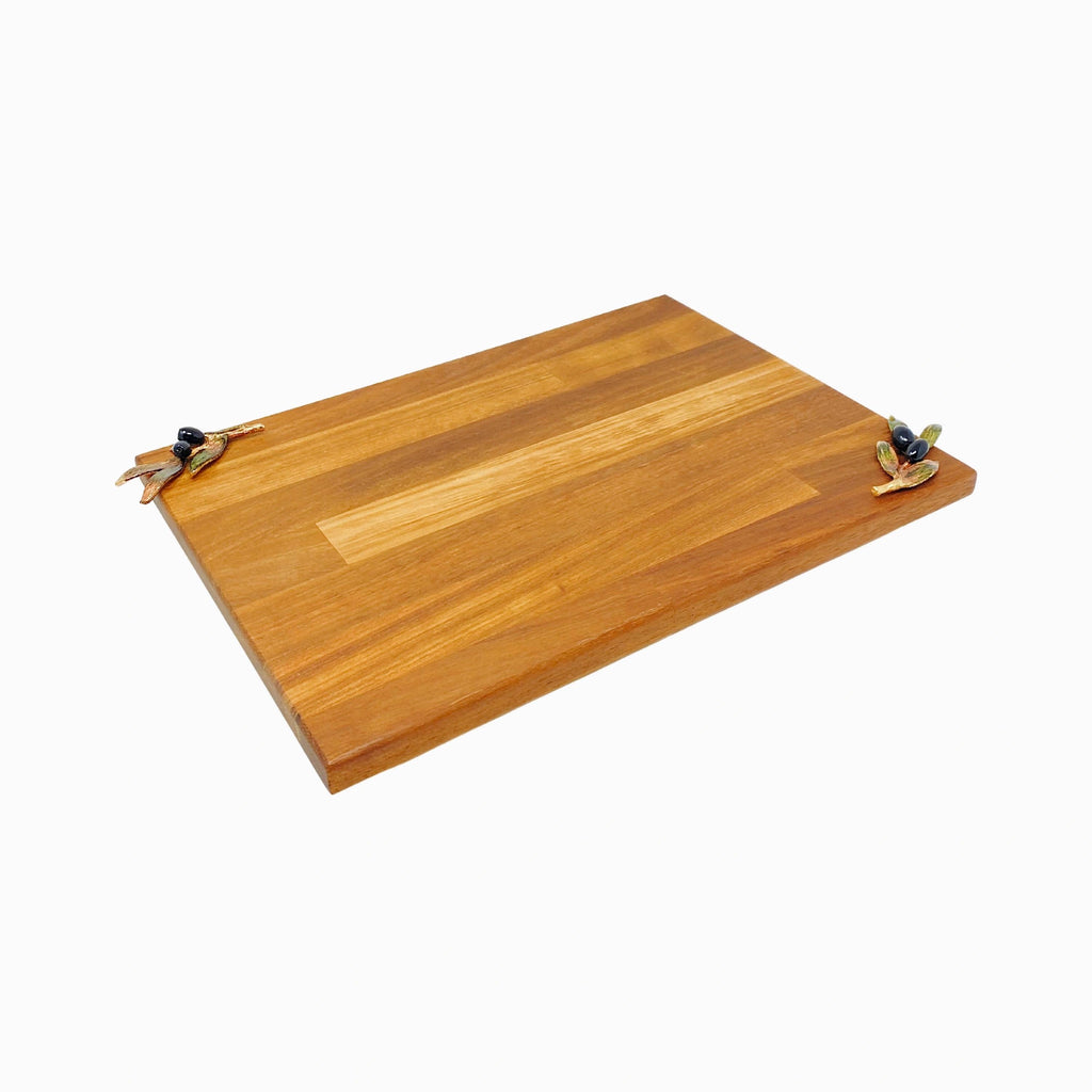 WOODEN SERVING TRAY WITH BLACK OLIVE ENAMEL