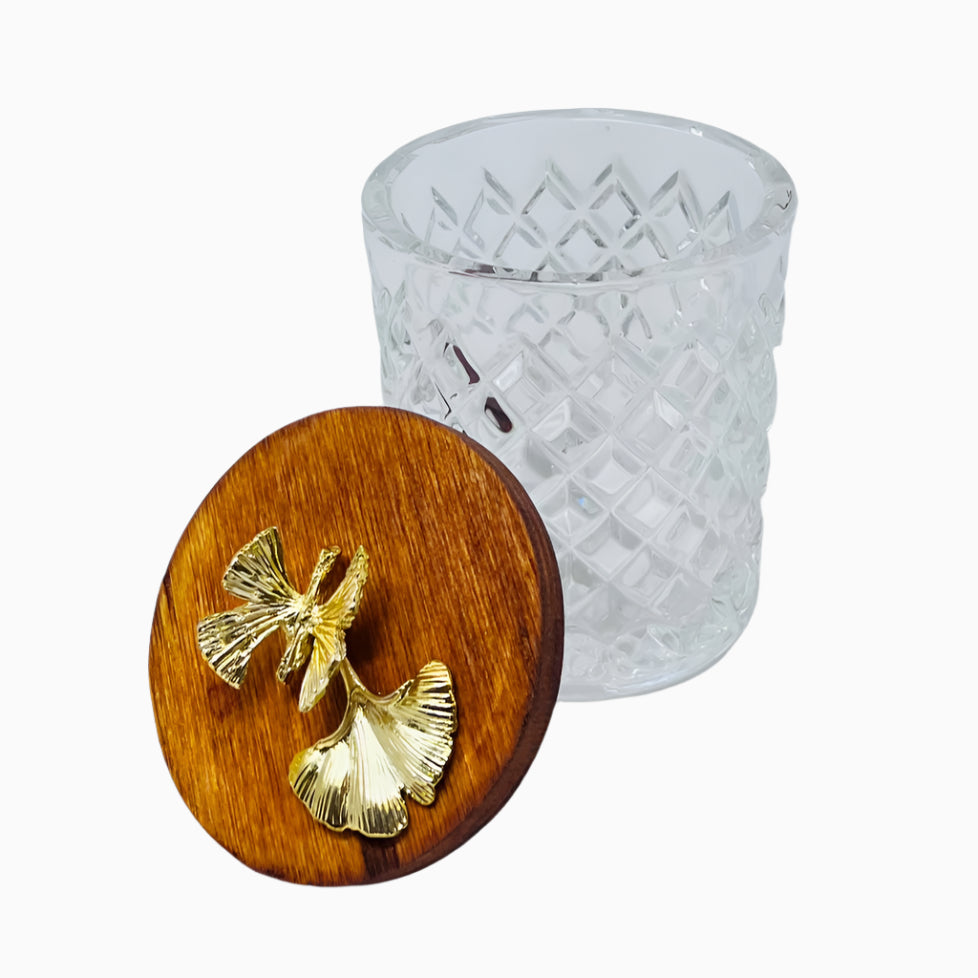 WOOD AND GLASS JAR, BUTTERFLY COLLECTION