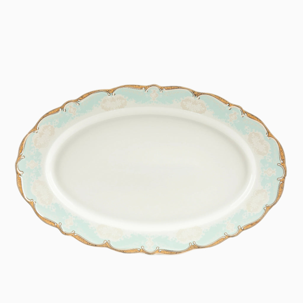 WHITE & GOLD MARTA BLUE DINNERWARE SET FOR 12-PERSON