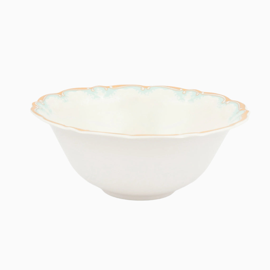 WHITE & GOLD MARTA BLUE DINNERWARE SET FOR 6-PERSON