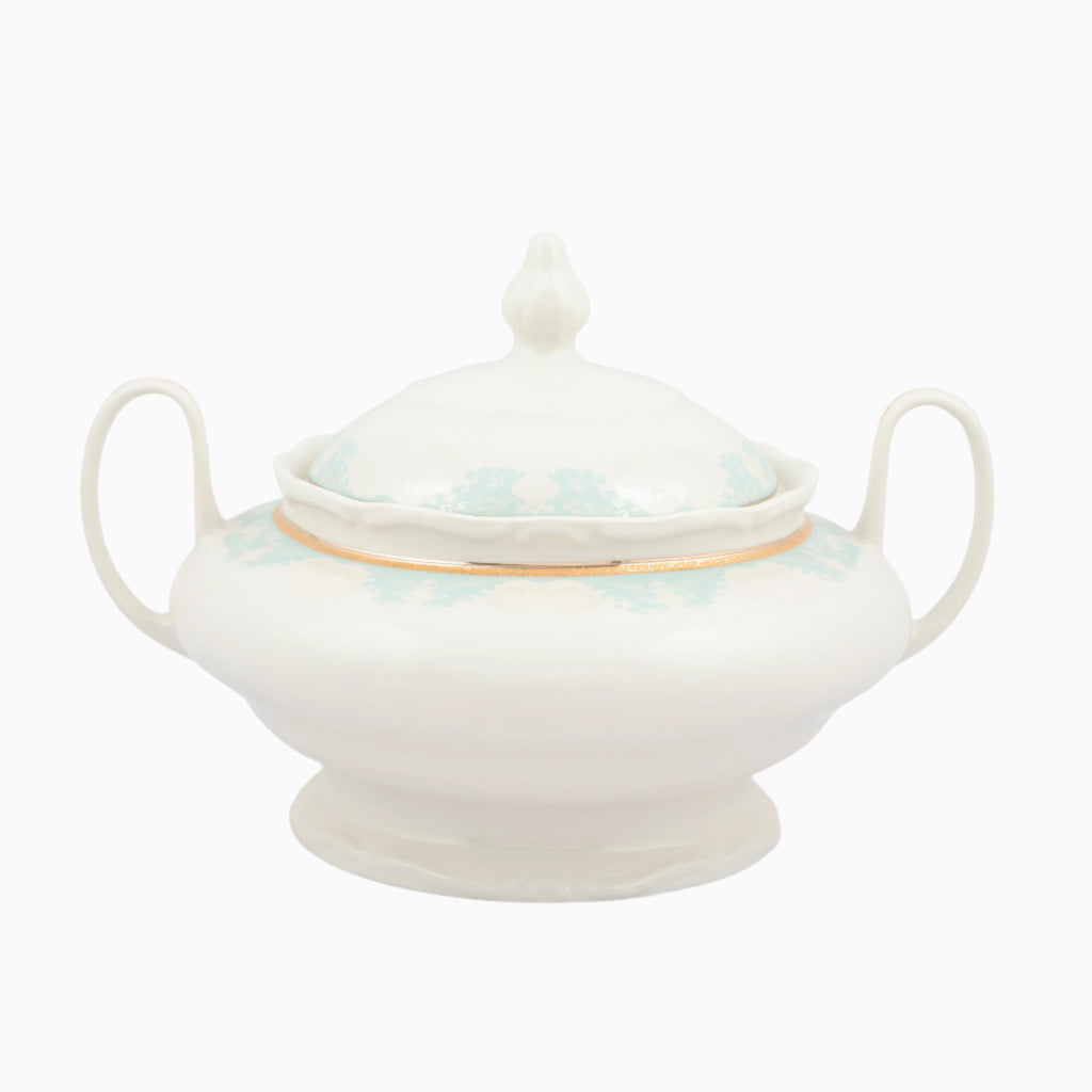 98-PIECE WHITE & GOLD MARTA BLUE DINNERWARE SET FOR 12-PERSON