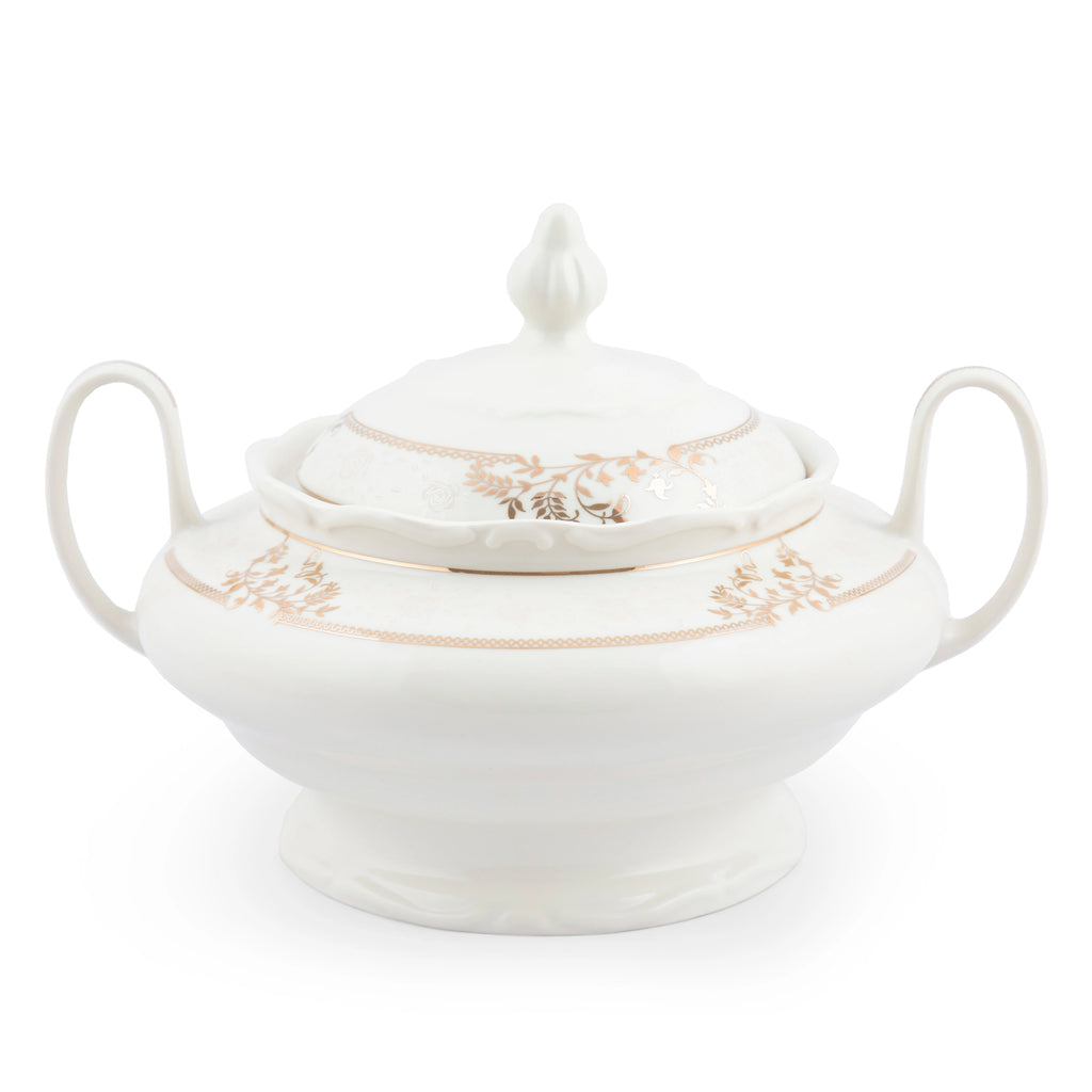 98-PIECE WHITE & GOLD PAOLA DINNERWARE SET FOR 12-PERSON