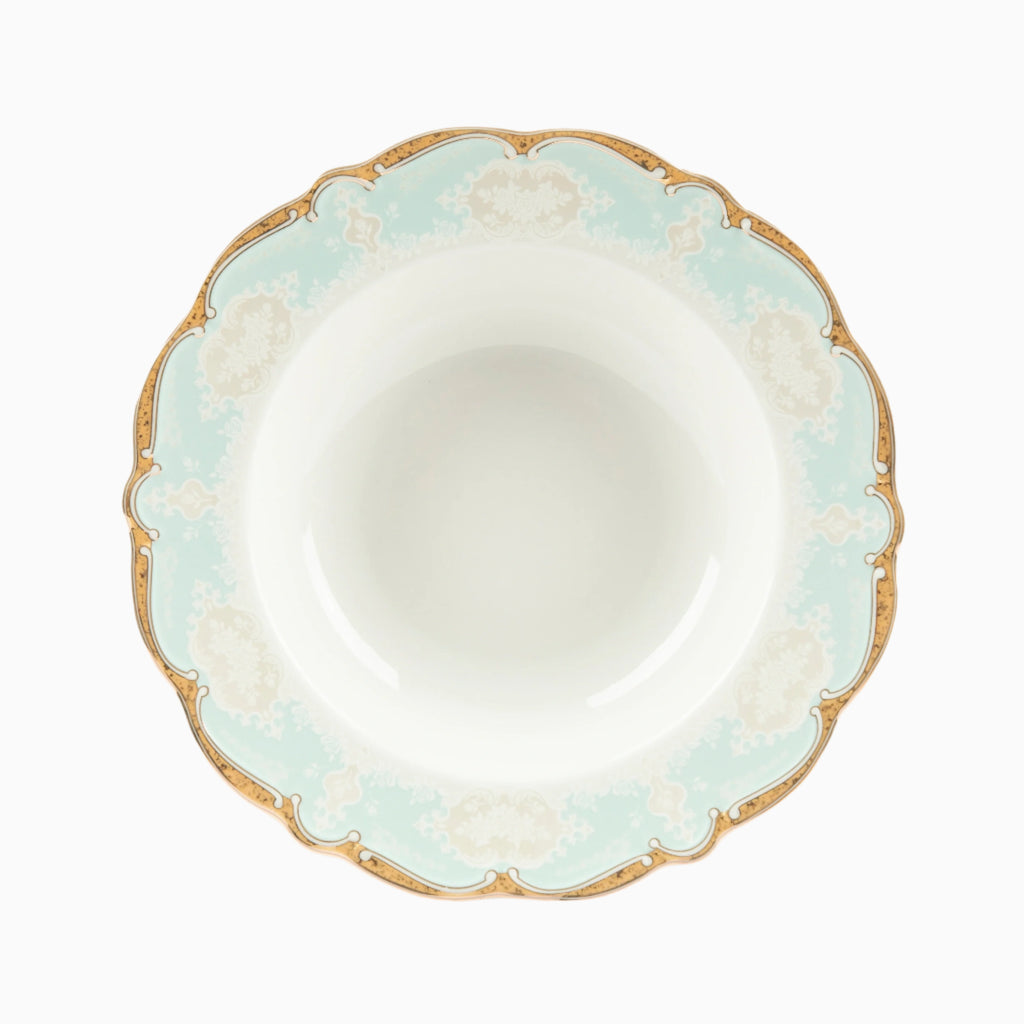 WHITE & GOLD MARTA BLUE DINNERWARE SET FOR 12-PERSON