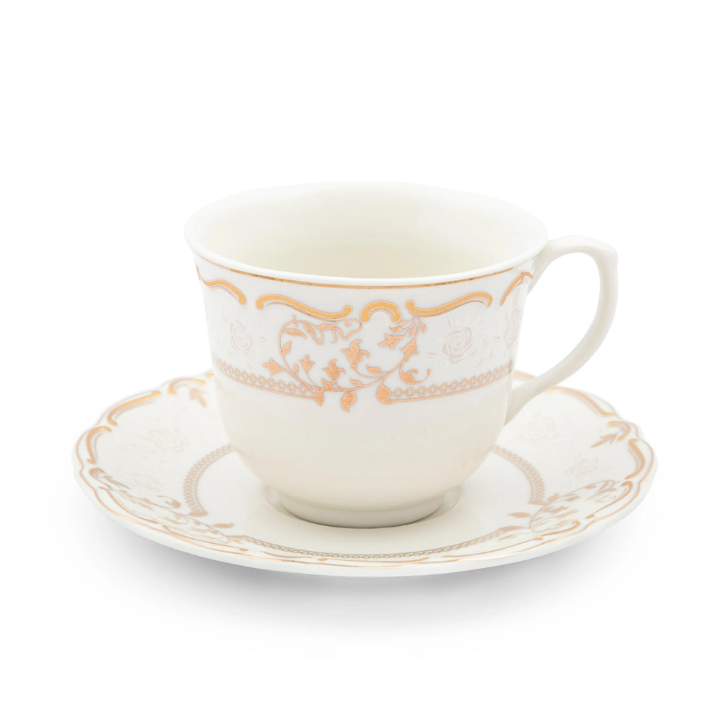 98-PIECE WHITE & GOLD PAOLA DINNERWARE SET FOR 12-PERSON