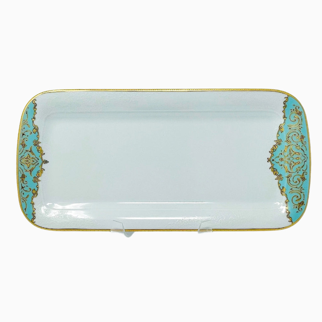 105-PIECE BLUE, WHITE & GOLD DINNERWARE SET FOR 12-PERSON