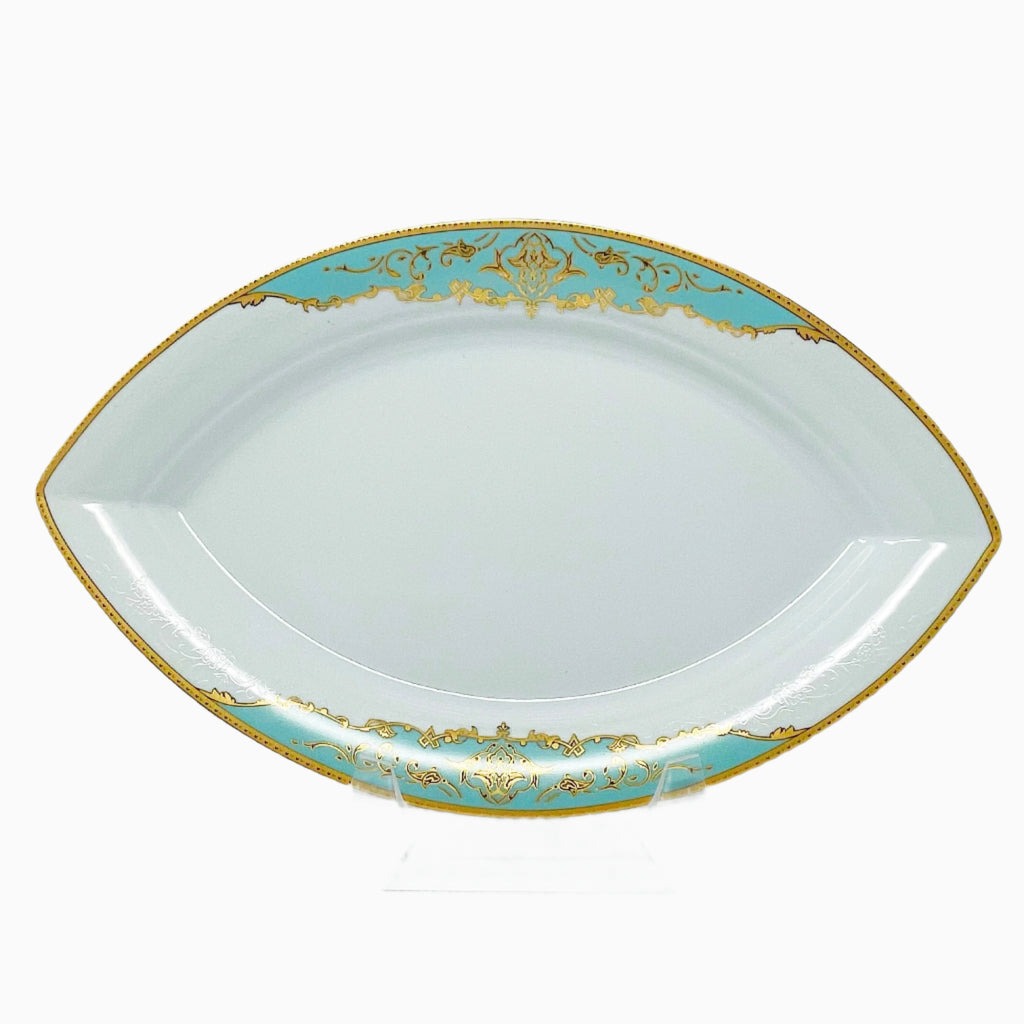 105-PIECE BLUE, WHITE & GOLD DINNERWARE SET FOR 12-PERSON