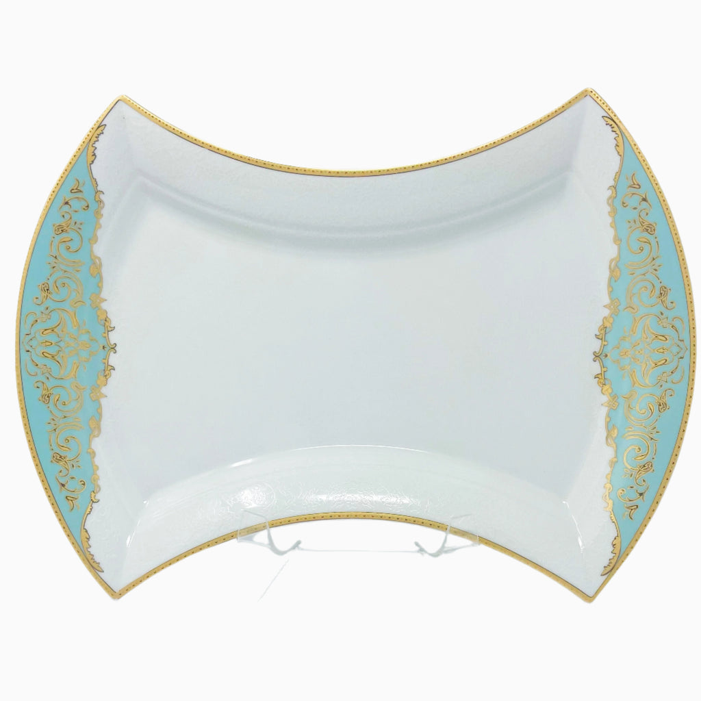 105-PIECE BLUE, WHITE & GOLD DINNERWARE SET FOR 12-PERSON