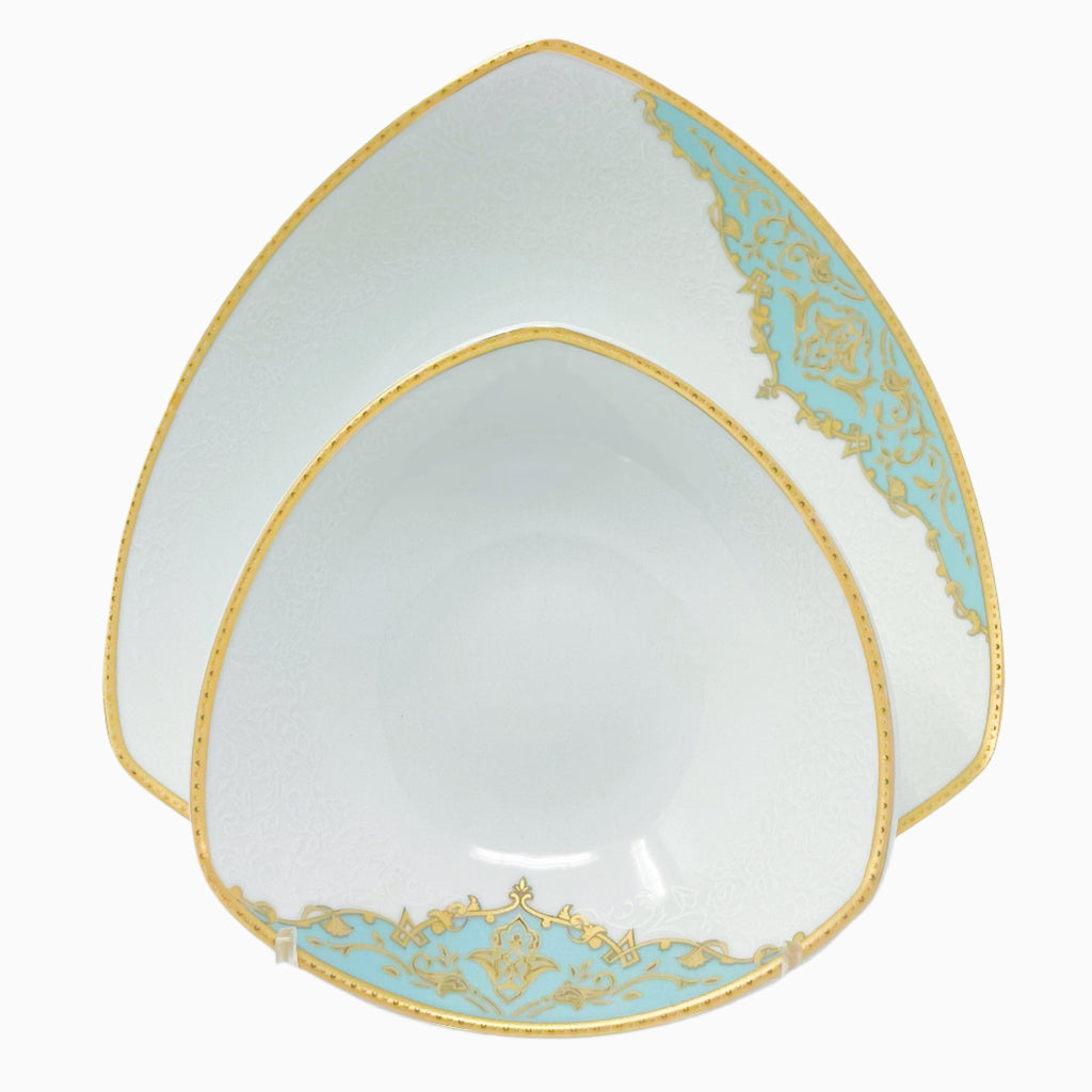 105-PIECE BLUE, WHITE & GOLD DINNERWARE SET FOR 12-PERSON