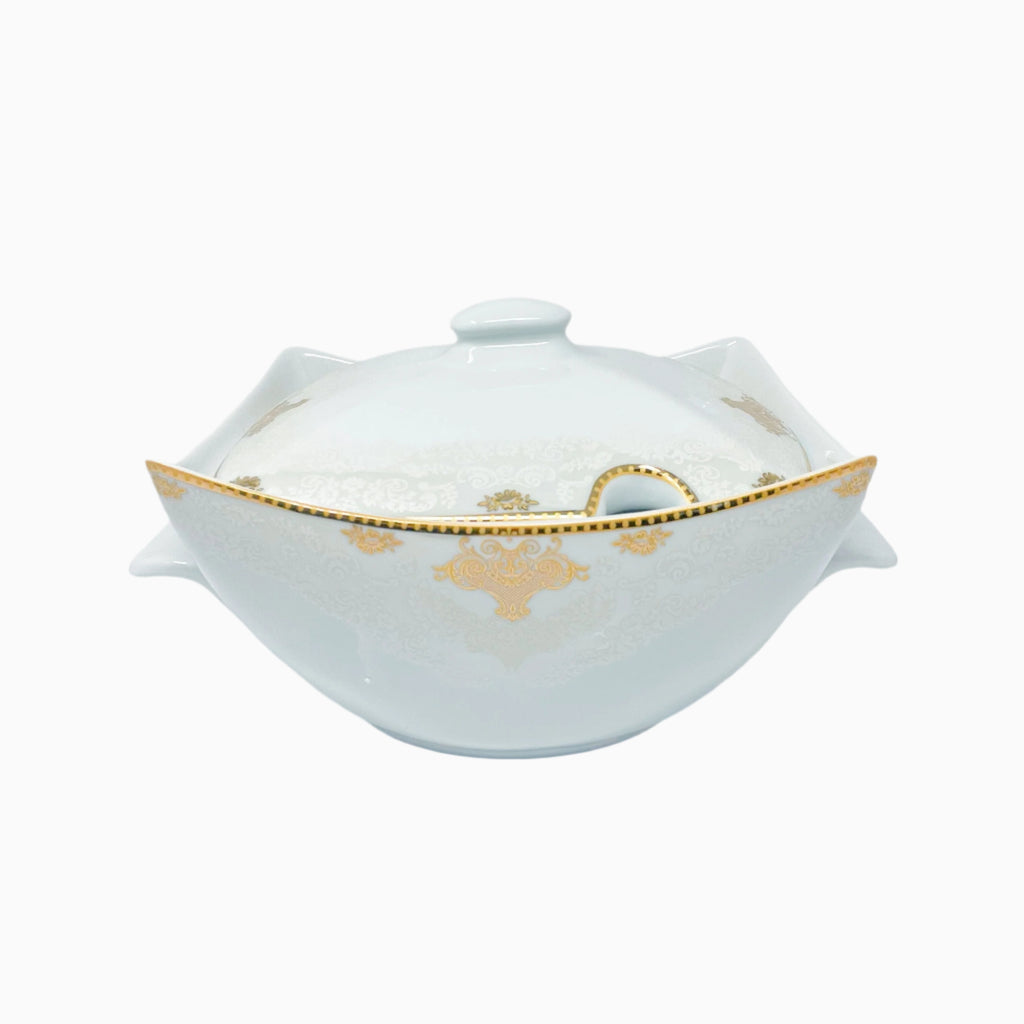 105-PIECE WHITE & GOLD DINNERWARE SET FOR 12-PERSON