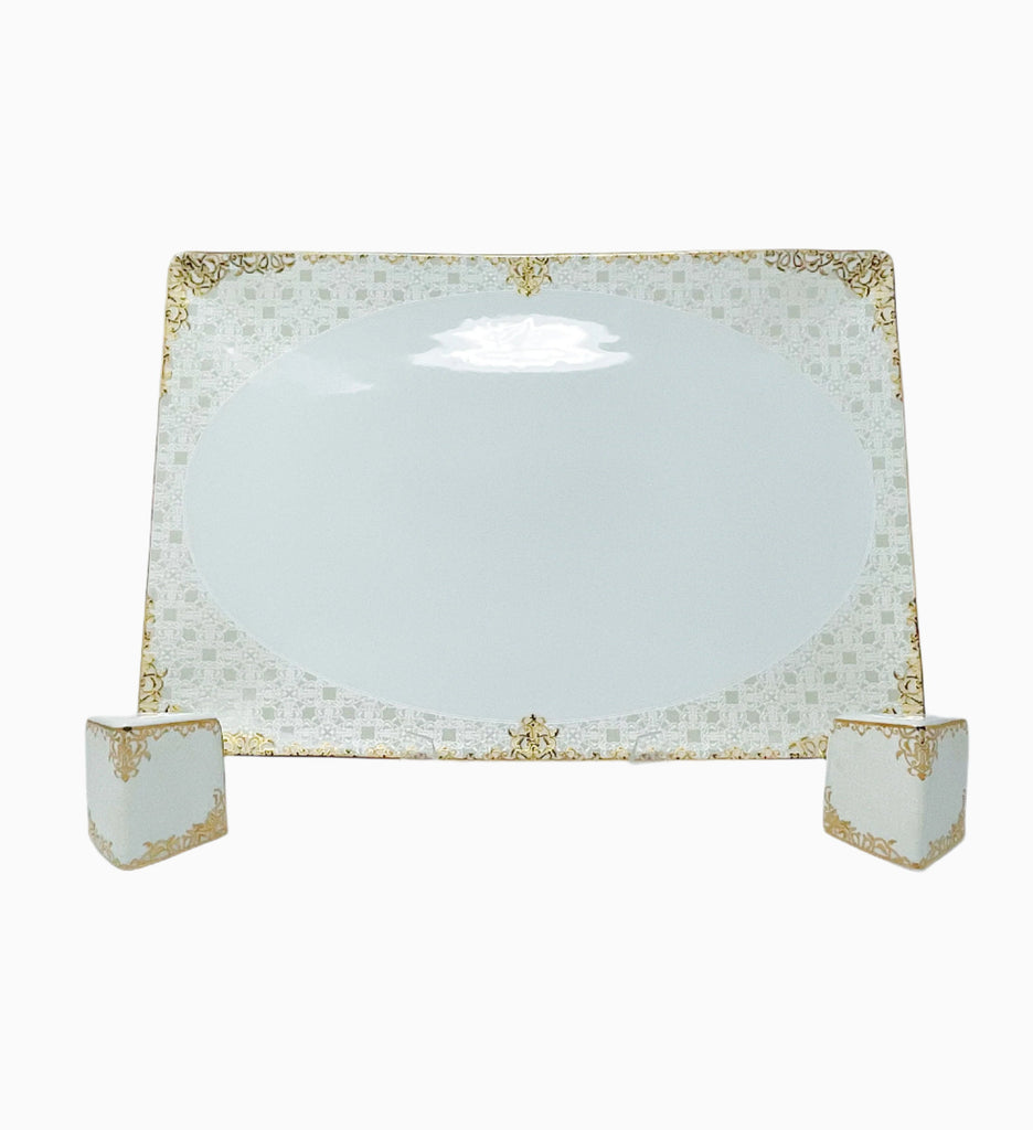 12-PERSON 101 PIECES WHITE AND GOLD DINNERWARE SET