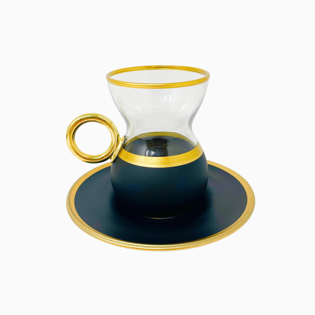 12-PIECE BLACK AND GOLD TEA SET
