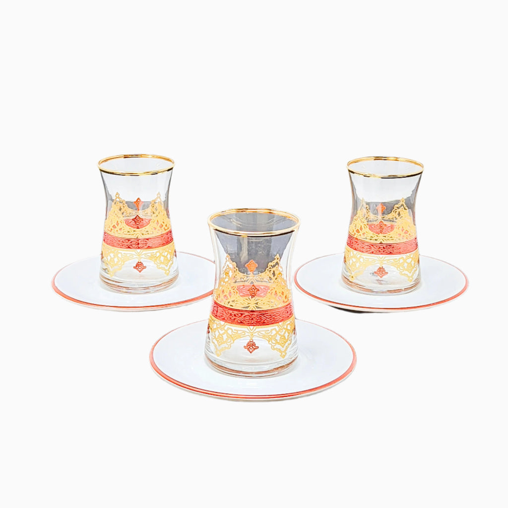 12-PIECE TEA SET FOR 6-PERSON PINK TONE, BLUE