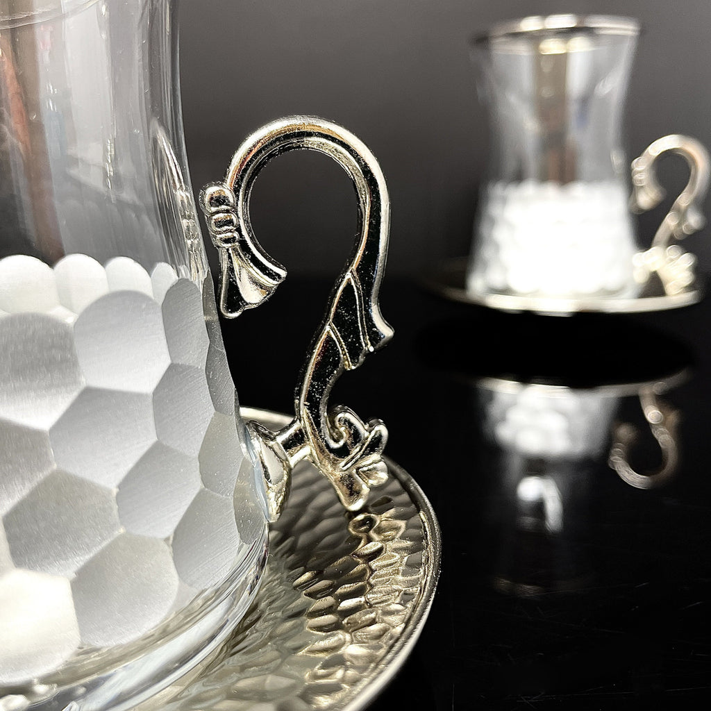 12-PIECE TEA SET FOR 6-PERSON WITH HANDLE IN SILVER TONE