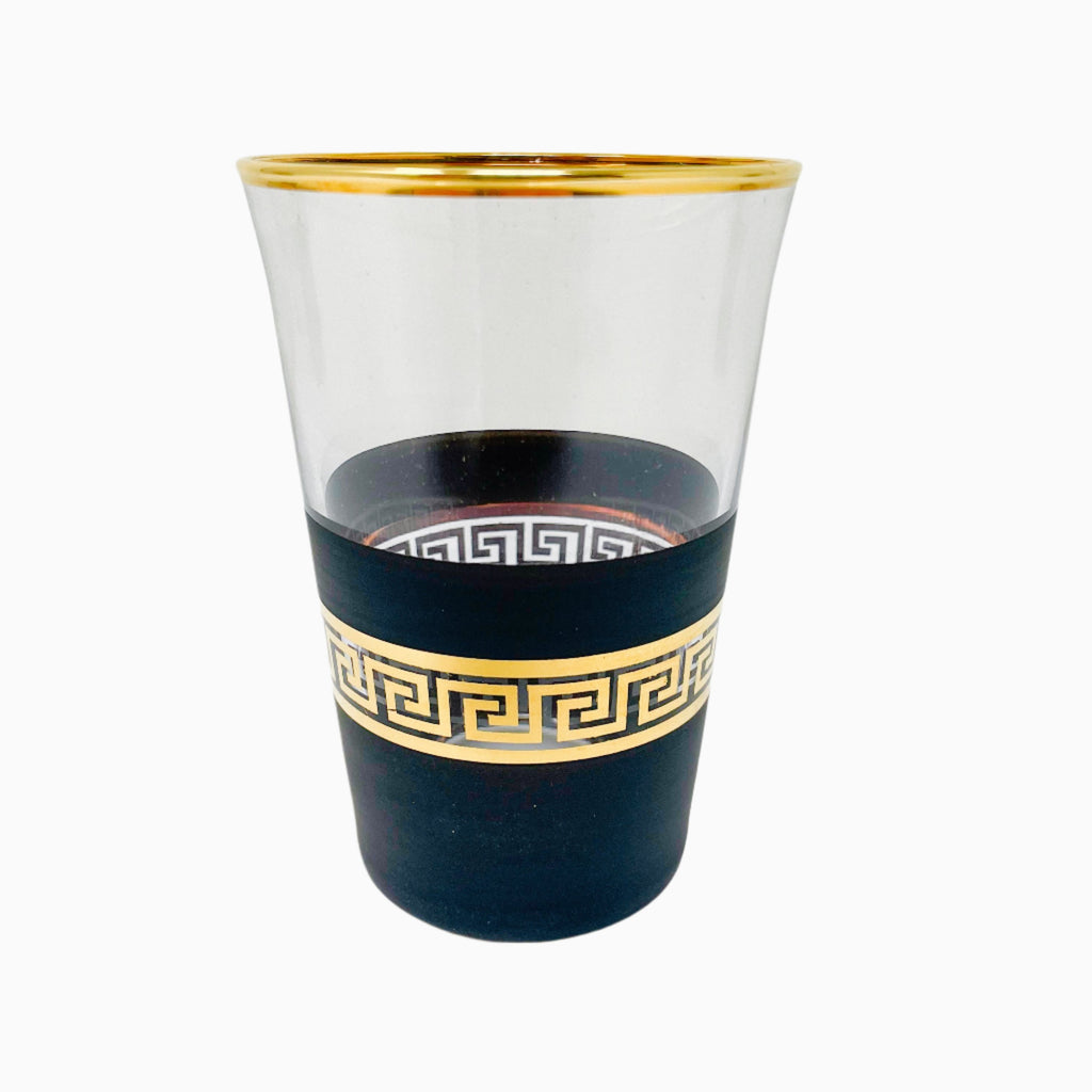 6-PIECE BLACK AND GOLD DRINKING GLASSES