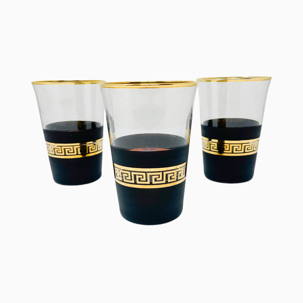 6-PIECE BLACK AND GOLD DRINKING GLASSES